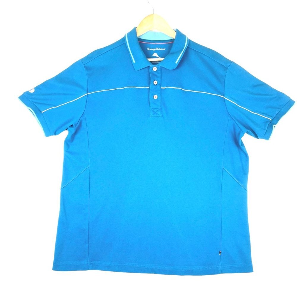 Tommy Bahamas paradise tech mambo blue polo shirt XL‎